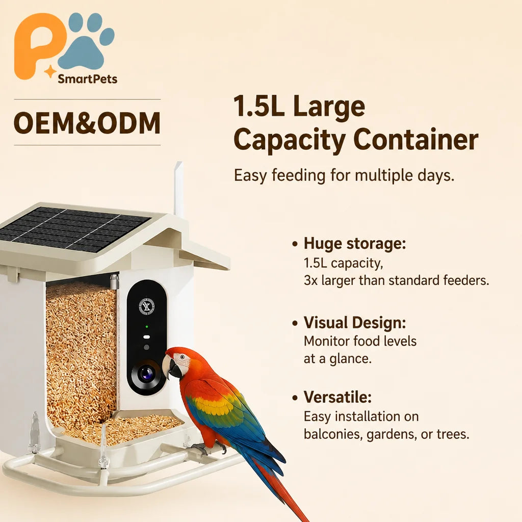 4K Smart AI Bird Feeder with Ultra HD Camera, Bird Recognition, Low-Food Detection