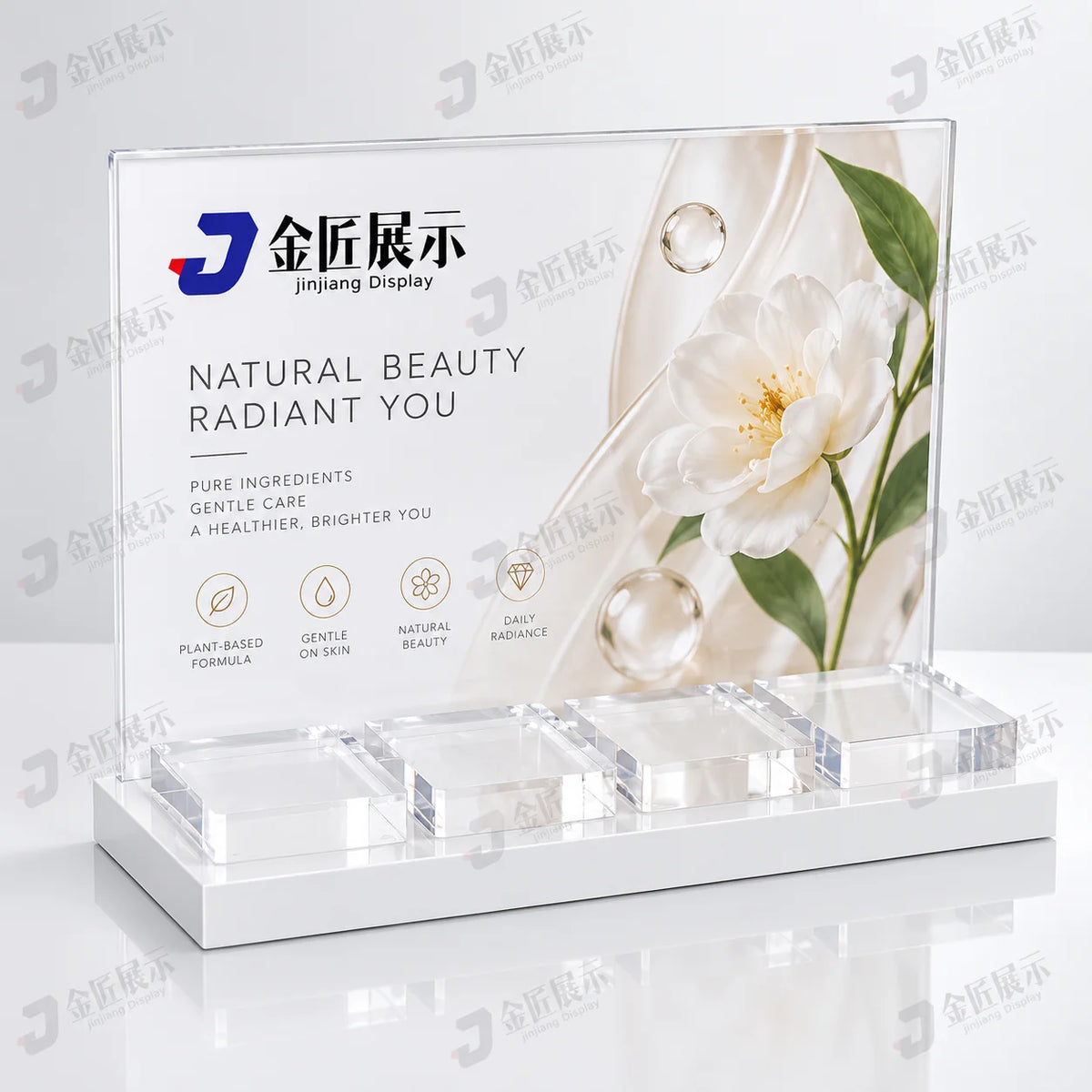 Luxury Acrylic Perfume Display Stand Countertop Tiered Makeup Organizer Retail Beauty