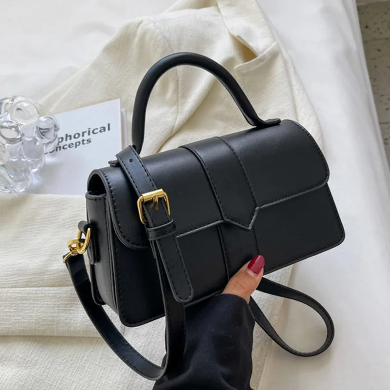 Classic Design Luxury Style Women'S Small Flap Crossbody Bag PU Leather Top Handle Bag