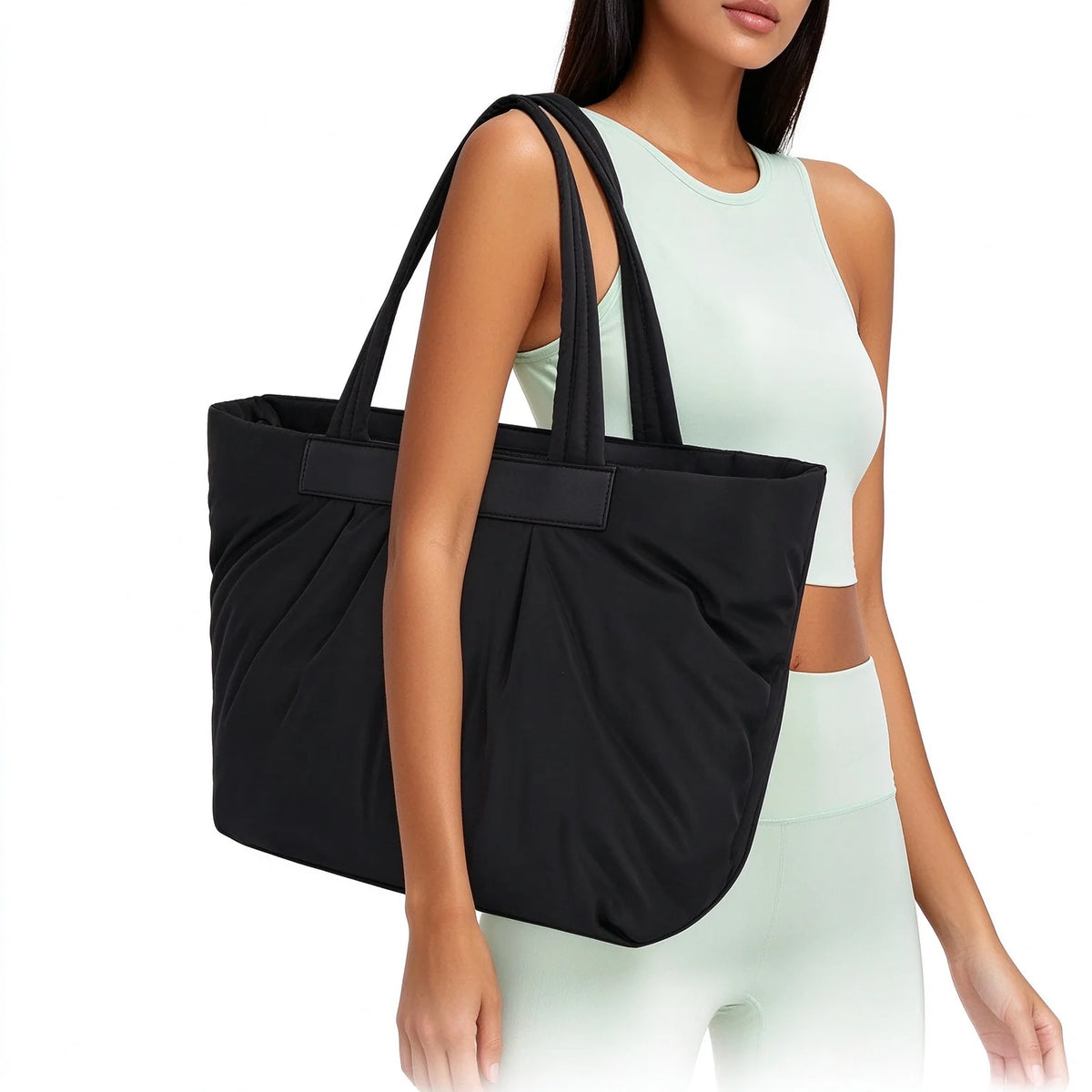 Puffer Tote Bag for Women Lightweight Puffy Shoulder Handbag