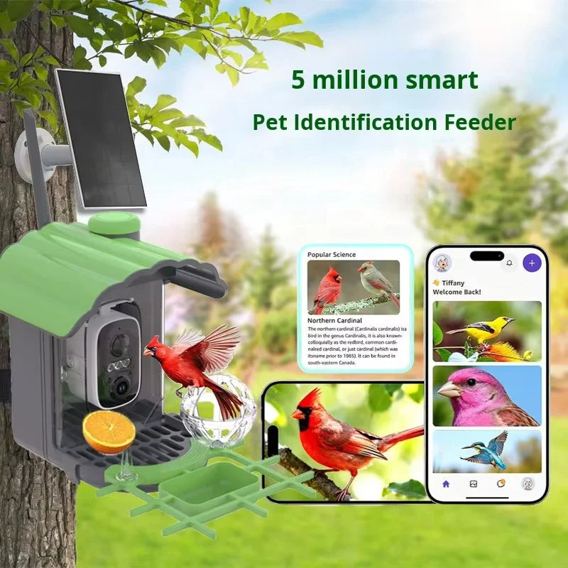 Outdoor Waterproof Solar Bird Feeder with Camera WiFi Smart APP Remote Video Suitable
