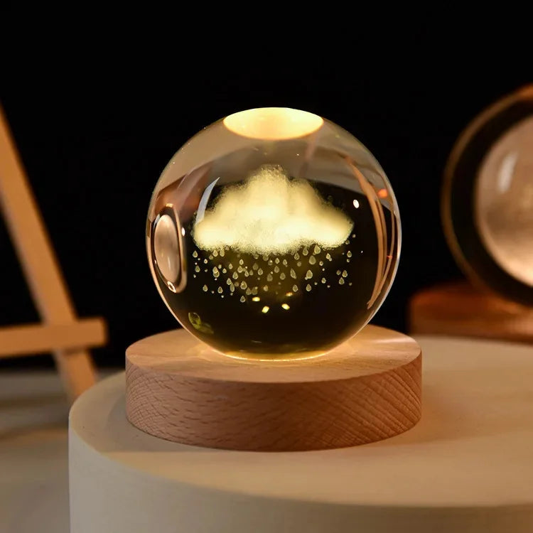 Projector 3D Night Lights Crystal Ball Music Box Customized Heart Rotate Animation Figure