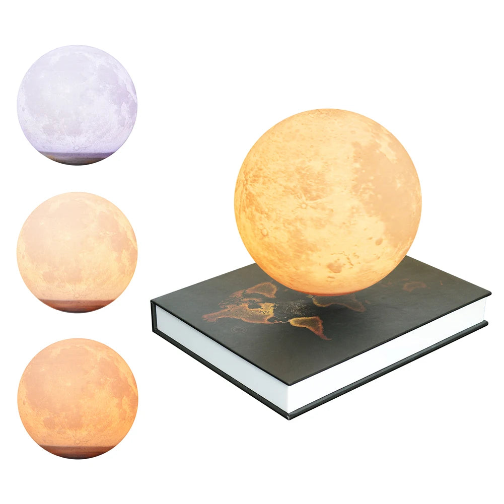 3 Colors Floating Moon Lamp 3D LED Magnetic Floating Lamp Levitating Moon Light