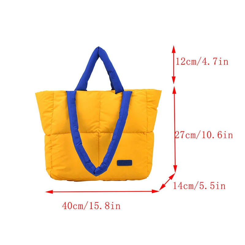 Large Capacity Shoulder Bag Women Fashion Nylon Puffer Handbag Woman Soft Quilted