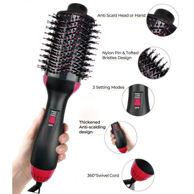 Professional Salon One Step Hair Brush Dryer and Volumizer 3-in-1 Negative Ion Hot Air