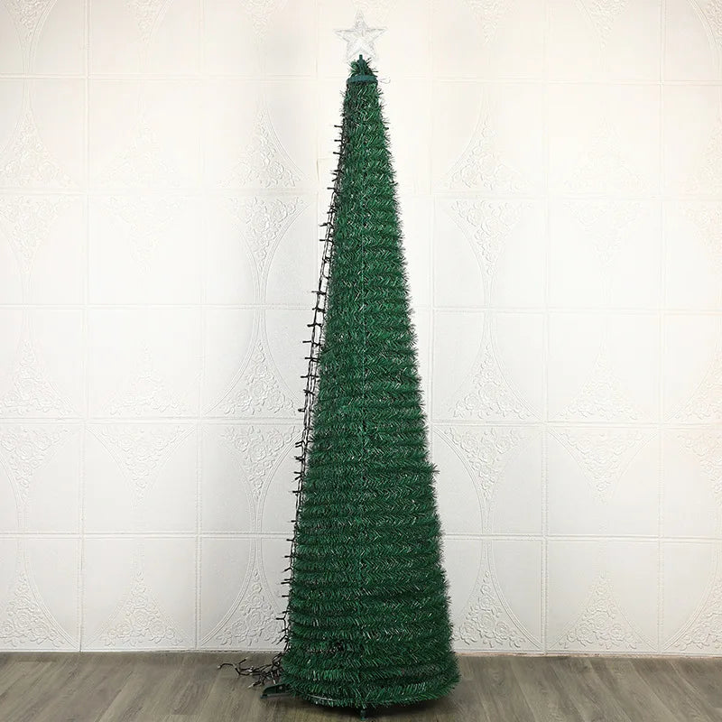 Large Standing Silver Sequin PVC Artificial Christmas Tree Star Topper Realistic Slim