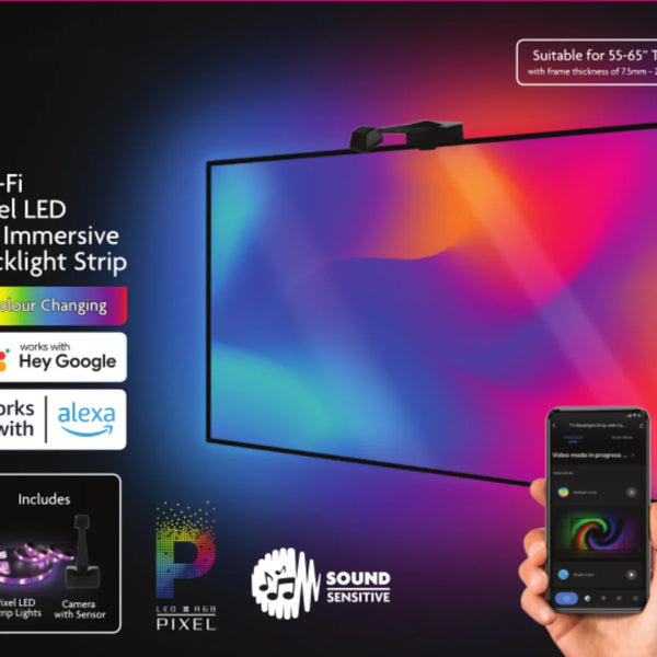 55 65 Inch Tuya Sync Music App Google Alexa WIfI Immersed LED Smart TV Backlight Strips
