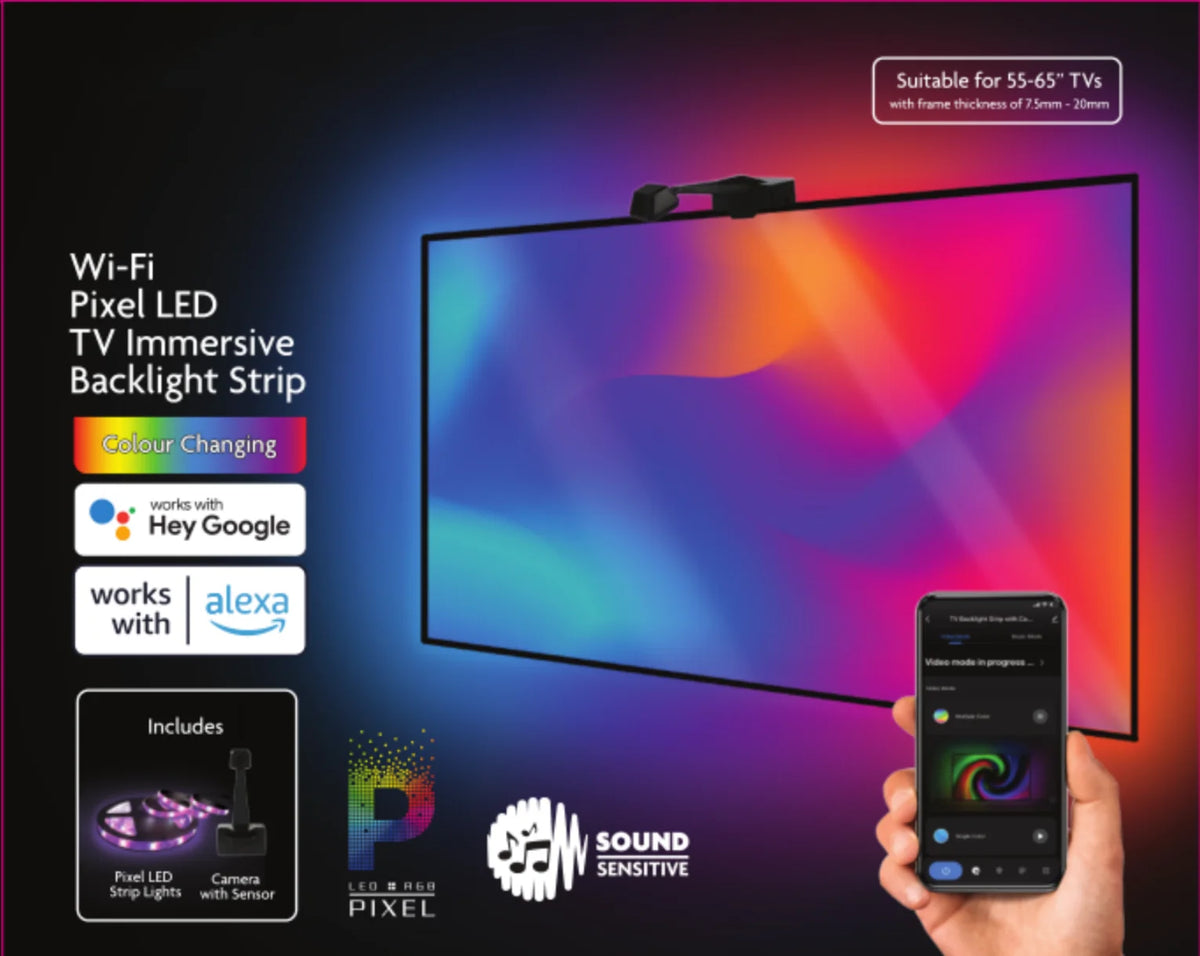 Smart WiFi LED TV Backlight Strips for 55-65 Inch TVs with Music Sync