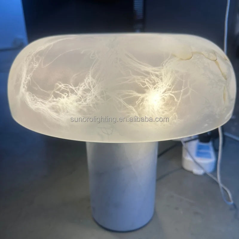 Modern Alabaster Mushroom Table Lamp with Dimming, 110-240V Bedside Light