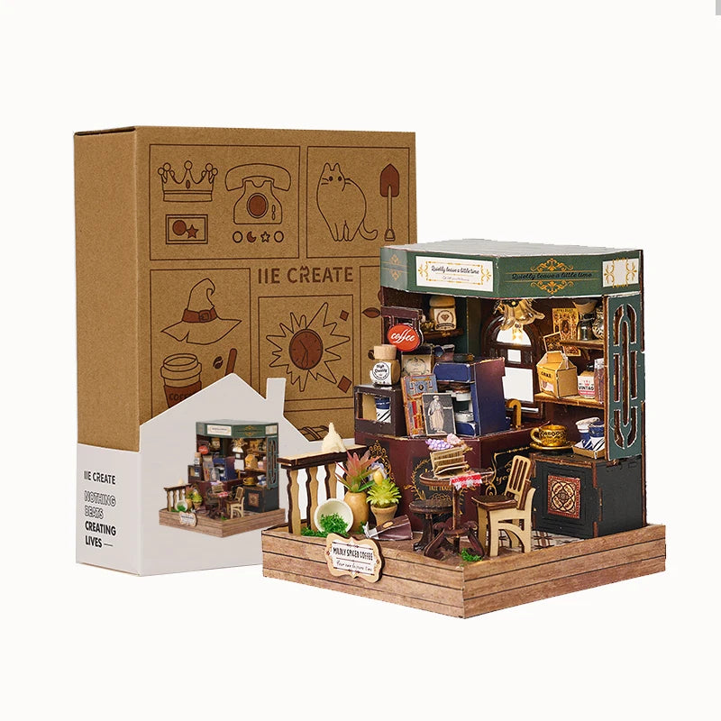 DIY 3D Wooden Puzzle Toy Handmade 3D Puzzle Miniature House Kit Doll House With Mini Wood