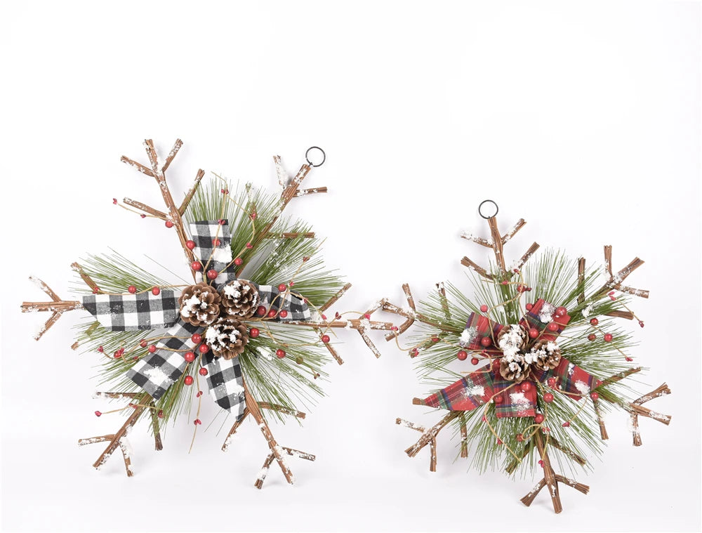GY BSCI Christmas Decoration Metal Wire Brown Hanging Rattan LED Lights Decorated Star