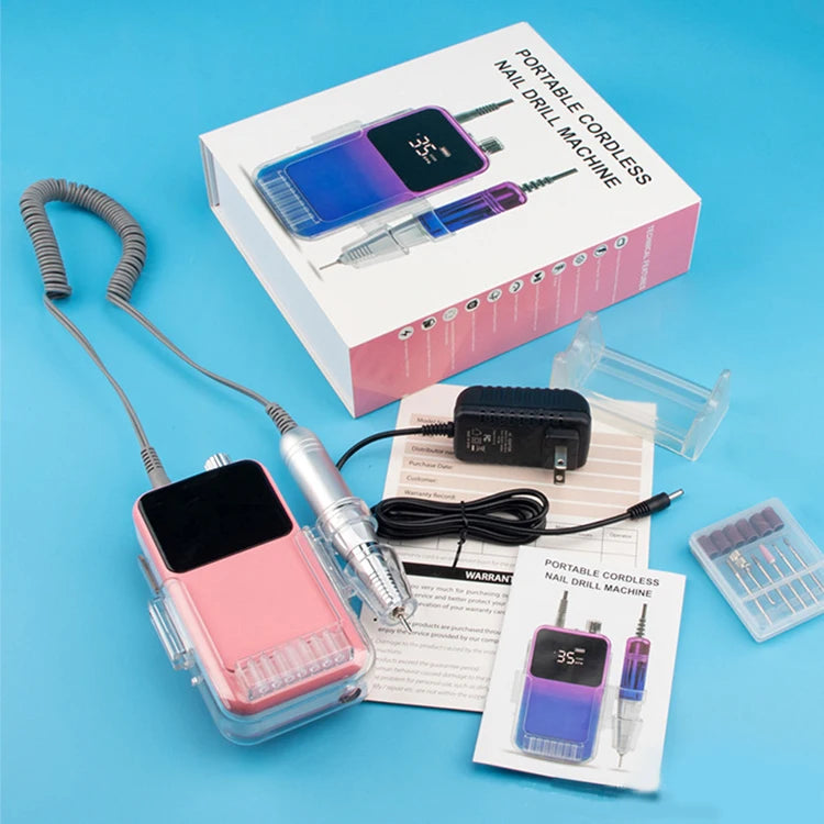 Electric Manicure Nail Drill Machine with Stainless Steel High-Speed Grinder and Remover