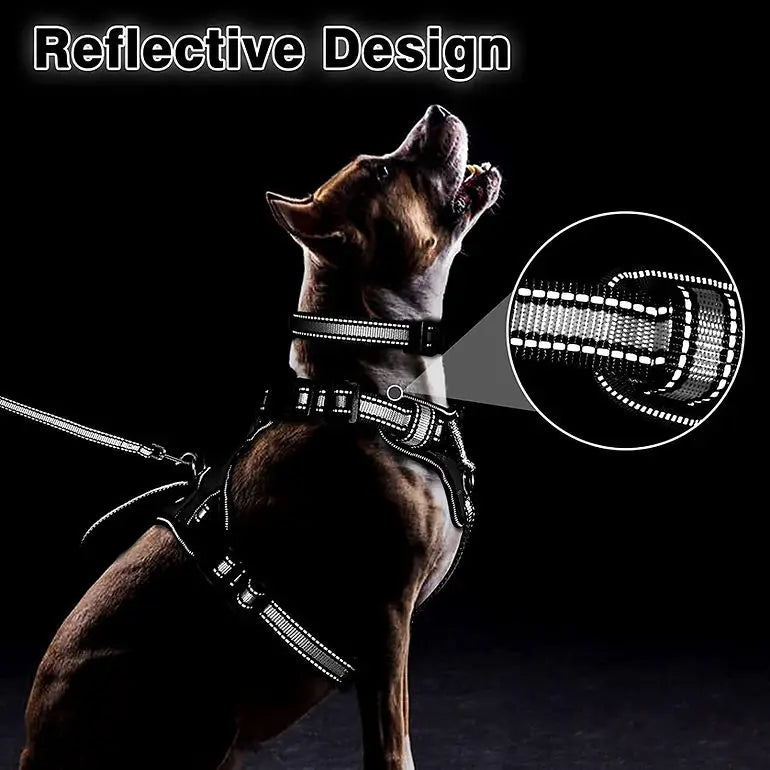 Comfortable Walking Working Adjustable Chest No Pull Dog Harness Vest With Collar Leash