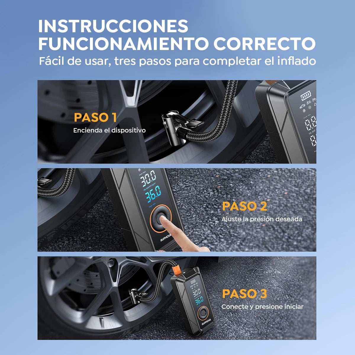 New Portable Car Tyre Inflator for Car Bike & Motorcycle Tires Easy with Pressure Monitor
