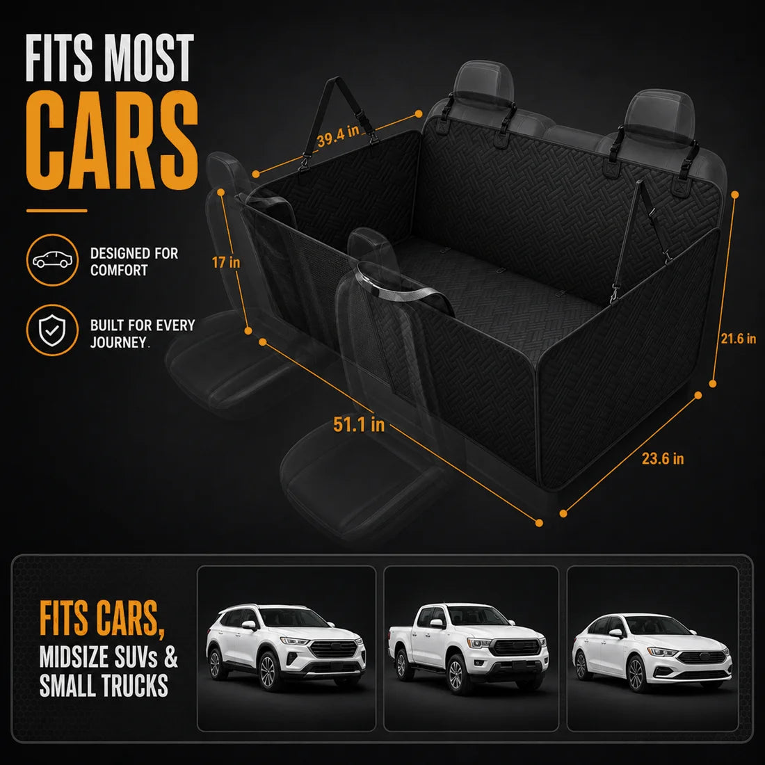 Pet Car Seat Cover Waterproof Foldable Dog Car Hammock with Mesh Window Storage Pocket
