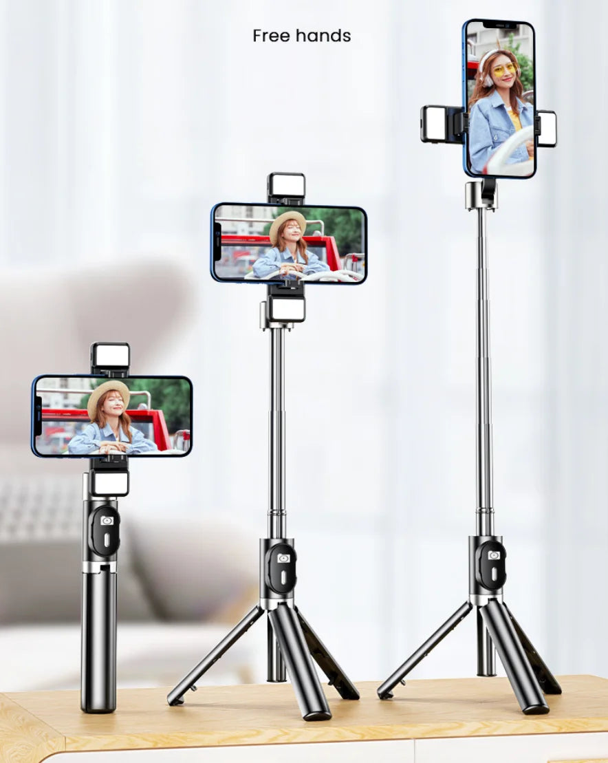 Stable Bluetooth Selfie Stick Tripod with Remote 2 in 1 Adjustable Phone Stand