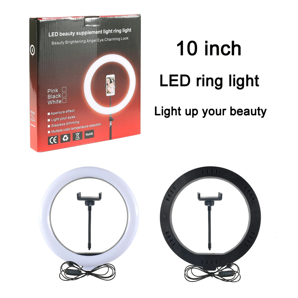 Photographic Ringlight With Phone Holders Selfie Led Ring Fill Light With Tripod Stand