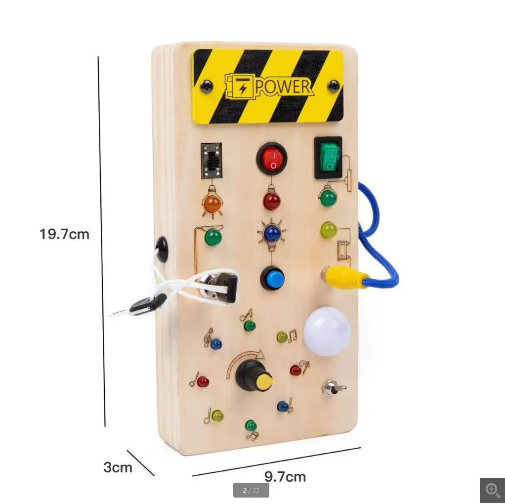 Montessori Sensory Busy Board for Toddlers LED Light Natural Wooden Activity CE Certified