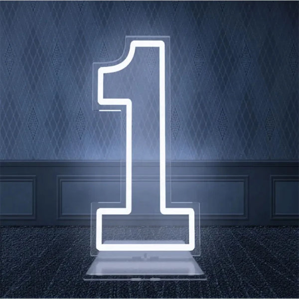 Number LED Neon Sign Large Neon Light Clear Acrylic Backboard Advertising Signage Home