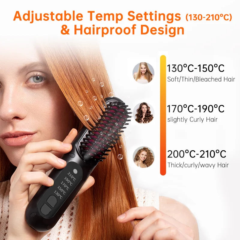 Portable Electric Straighten Hair Brush Fast Heating Ceramic Hair Straightener Comb