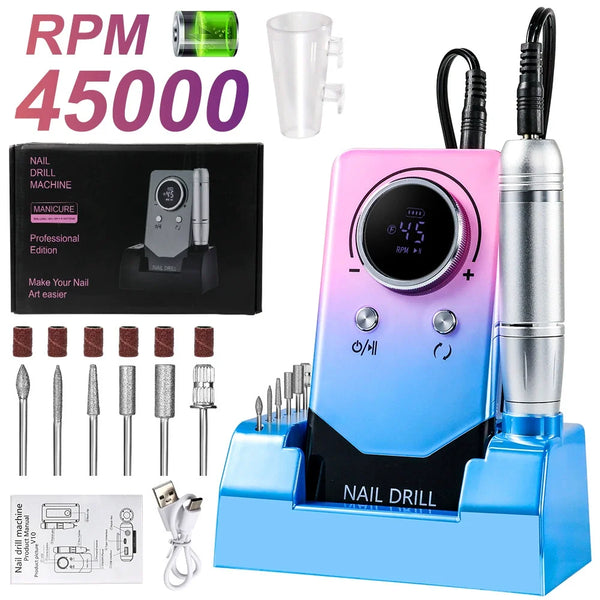 High Speed 45000rpm Professional Electric Nail Drill Machine Portable for Nail Salon
