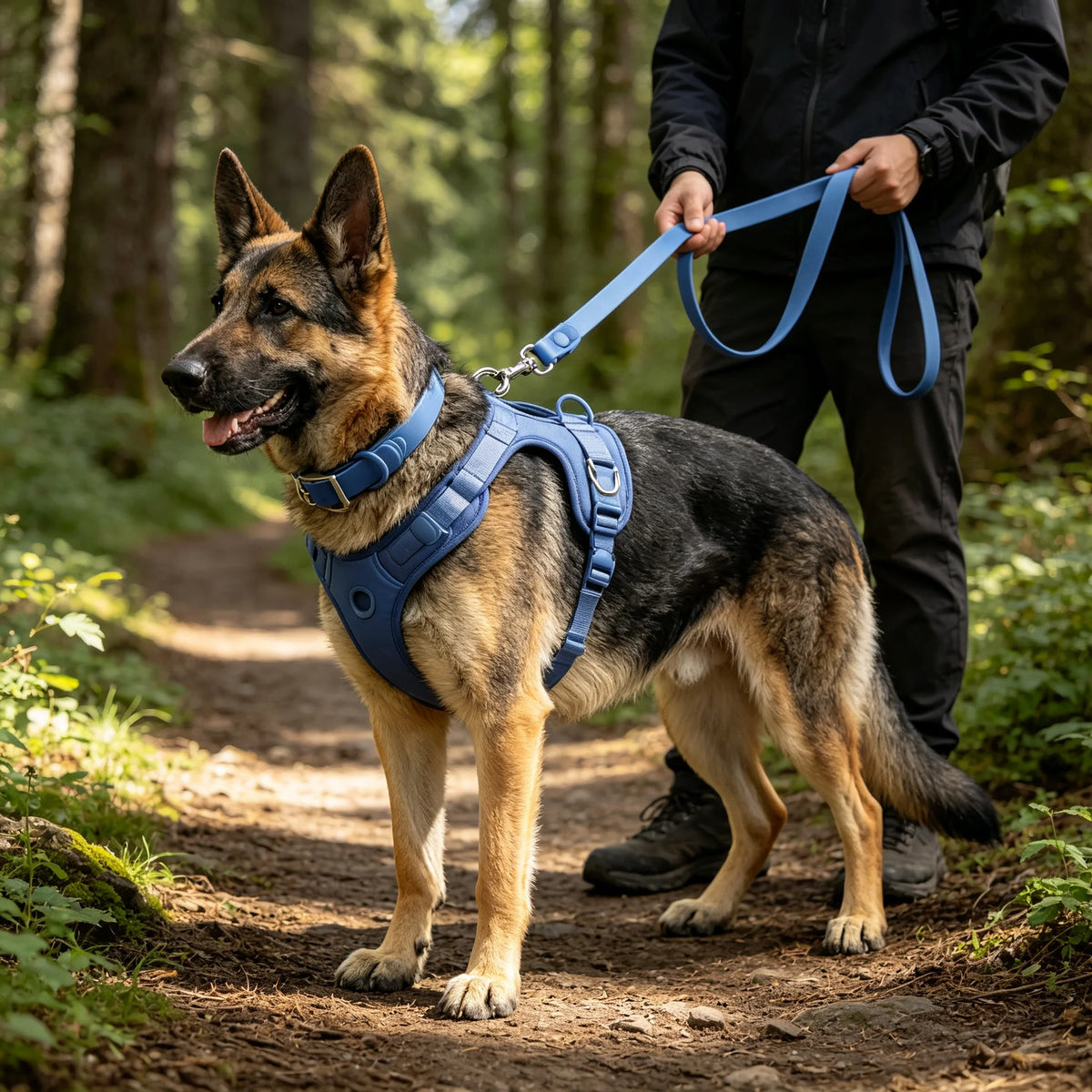 PVC Waterproof Dog Harness and Leash Set, No-Pull Dog Vest Harness for Medium Large Dogs,