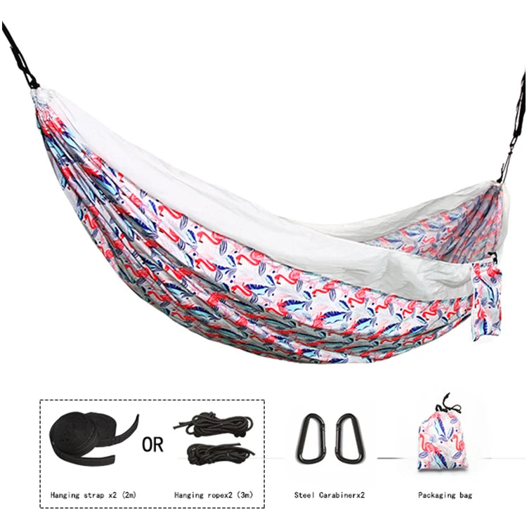 Customized Color Double Polyester Photo Printing Camping Hammock 275*145cm For Children