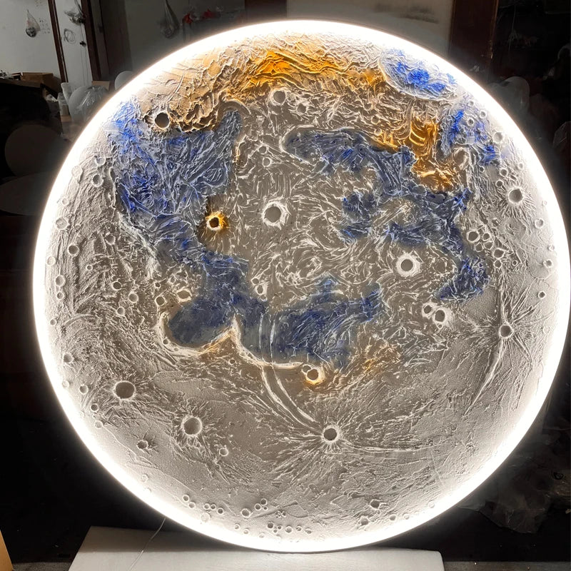 3D Relief Moon Modern Wall Lamp for Living Room Dining Interior Decoration Custom Packing