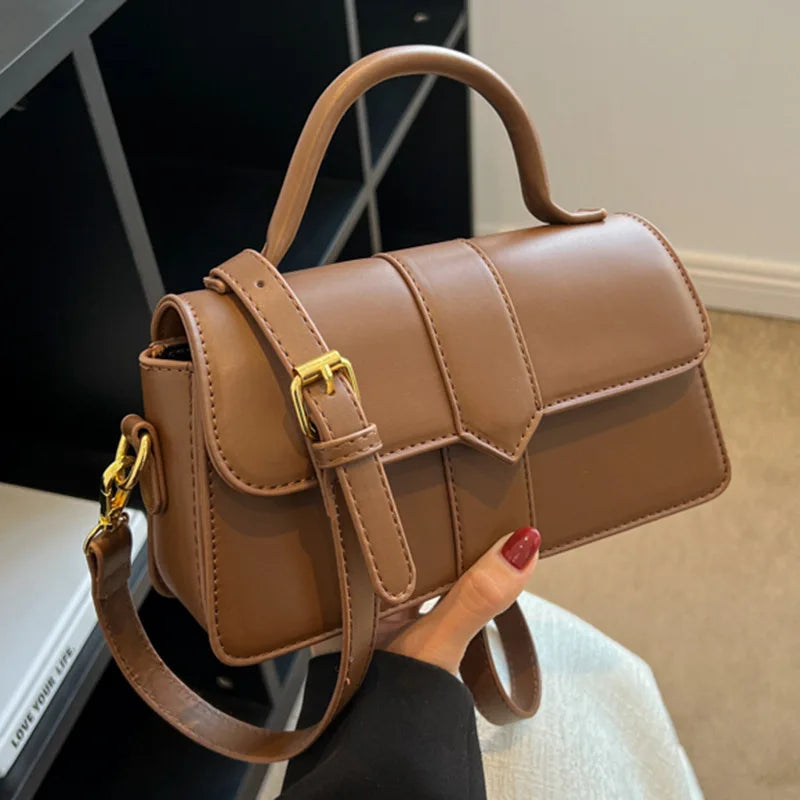 Classic Design Luxury Style Women'S Small Flap Crossbody Bag PU Leather Top Handle Bag