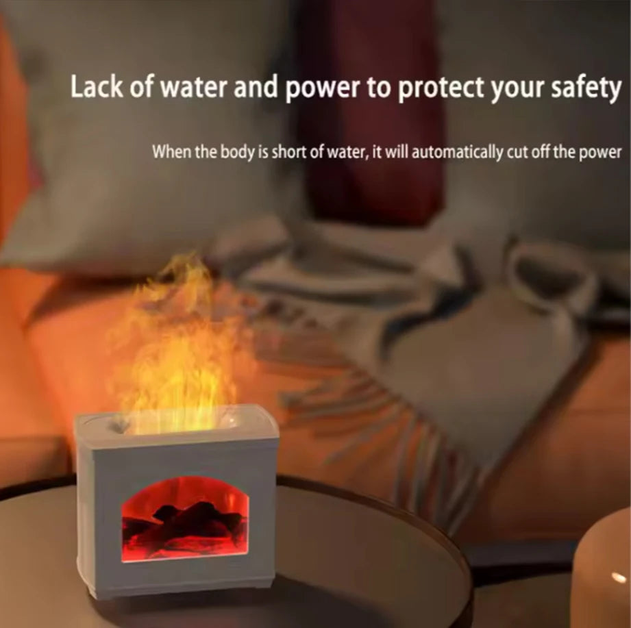 Fireplace Design Flame Light Essential Oil Humidifier, Ultrasonic Aroma Diffuser