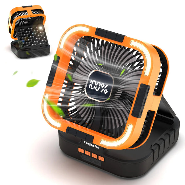 Outdoor Camping Solar-Powered Lighting Fan Lamp Remote Control Rechargeable Lithium