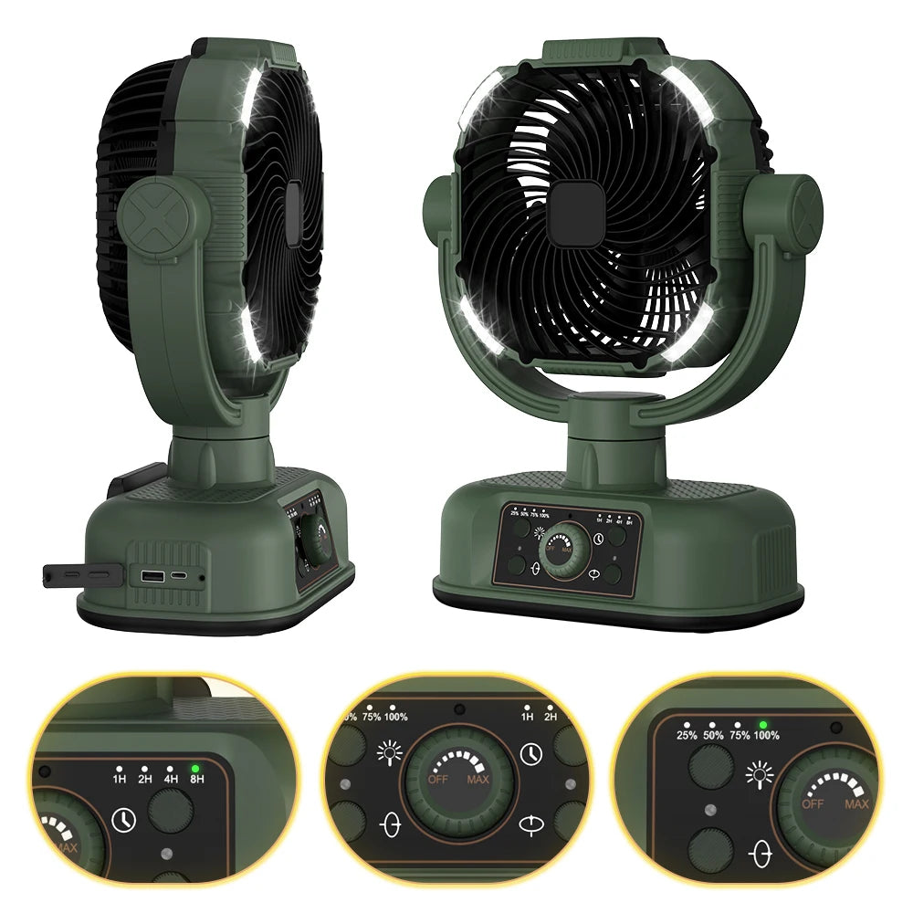 Wall Mounted Outdoor Fan Summer Gift Air-Cooled Fan USB Rechargeable Desktop Portable