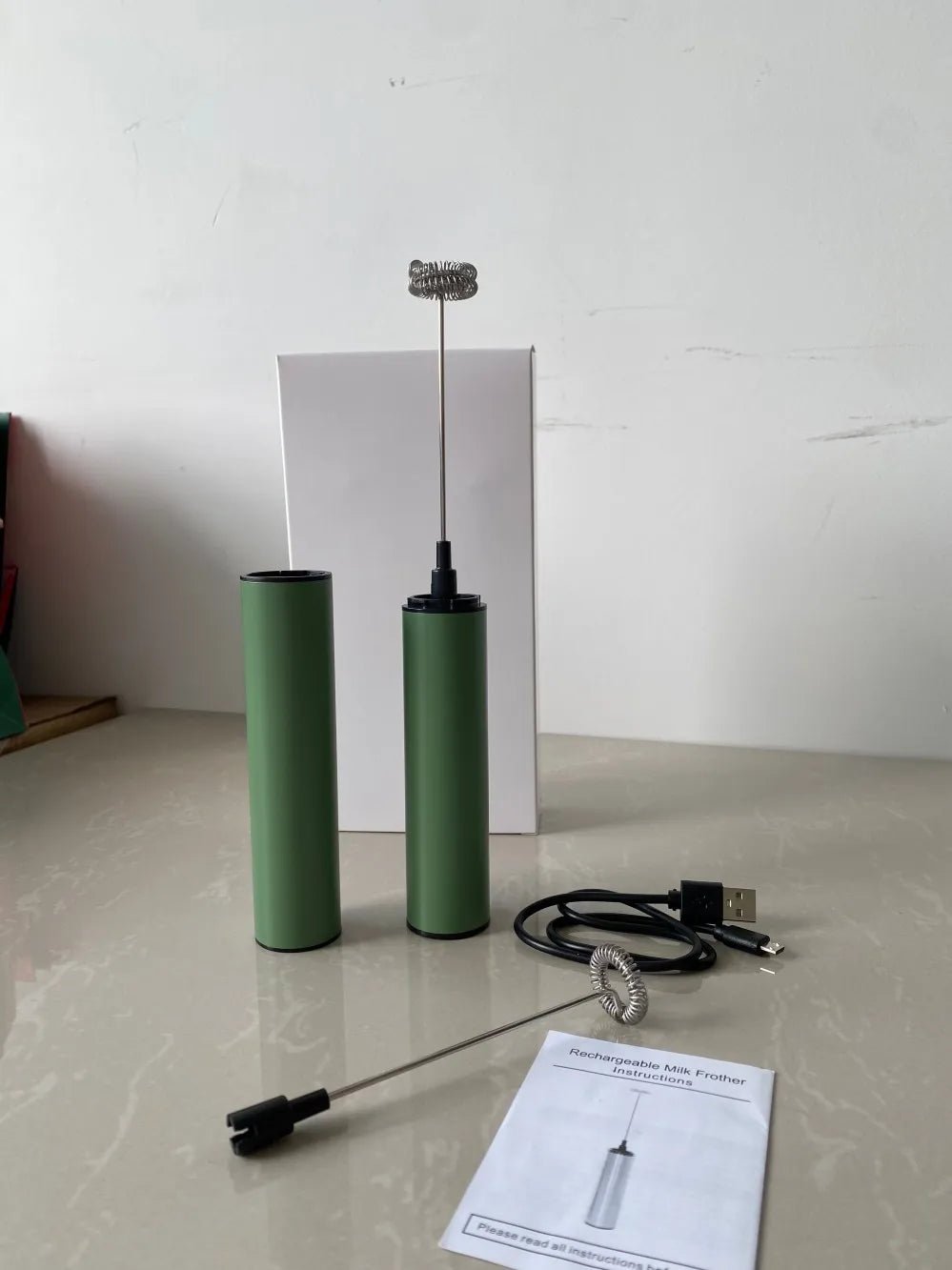 Stainless Steel Electric Milk Frother Handheld Coffee Blender Rechargeable Egg Beater