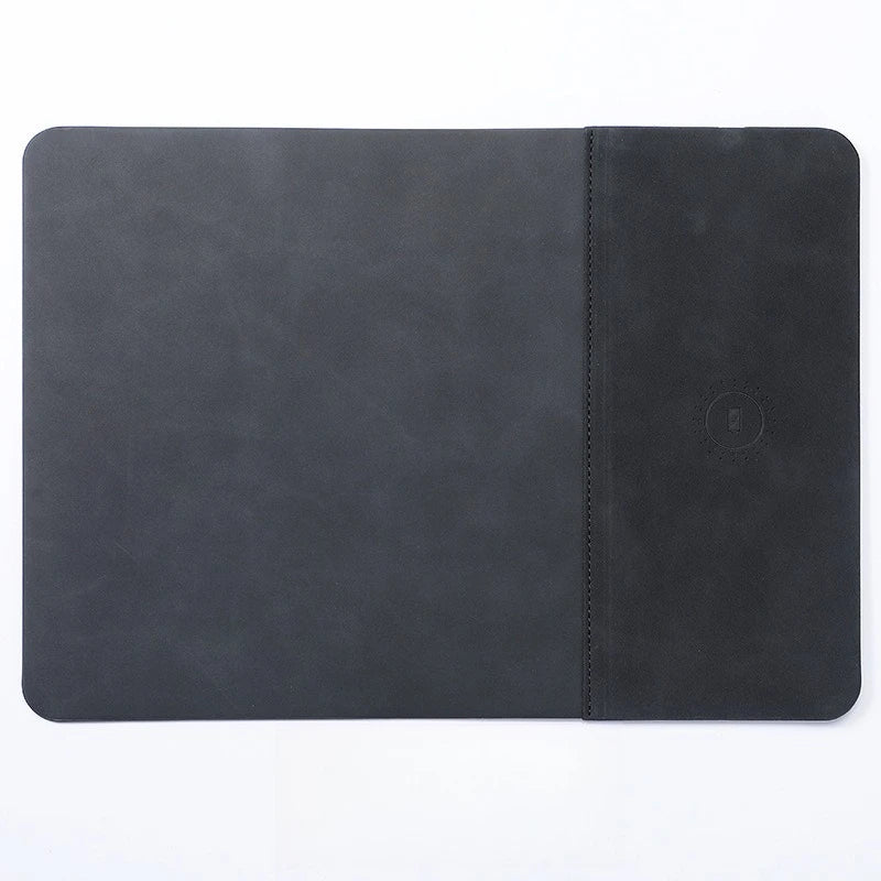 15W Fast Wireless Charging Mouse Pad, Small PU Leather Non-Slip Desk Mat with for Office
