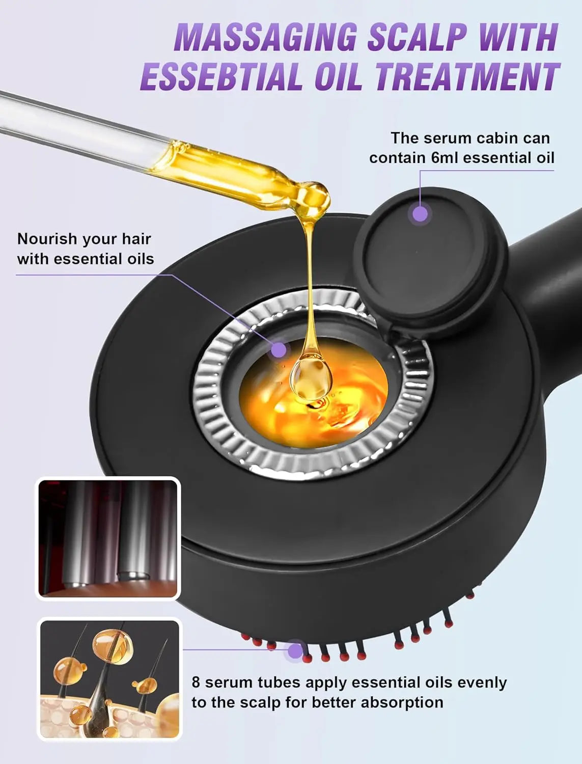Phenitech 3 In 1 Hair Oil Applicator, Head Massager For Hair Growth, Electric Scalp
