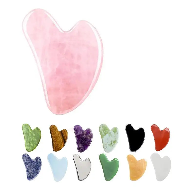 Natural Crystal Gua Sha Tool and Jade Roller Facial Massager, 15 Styles