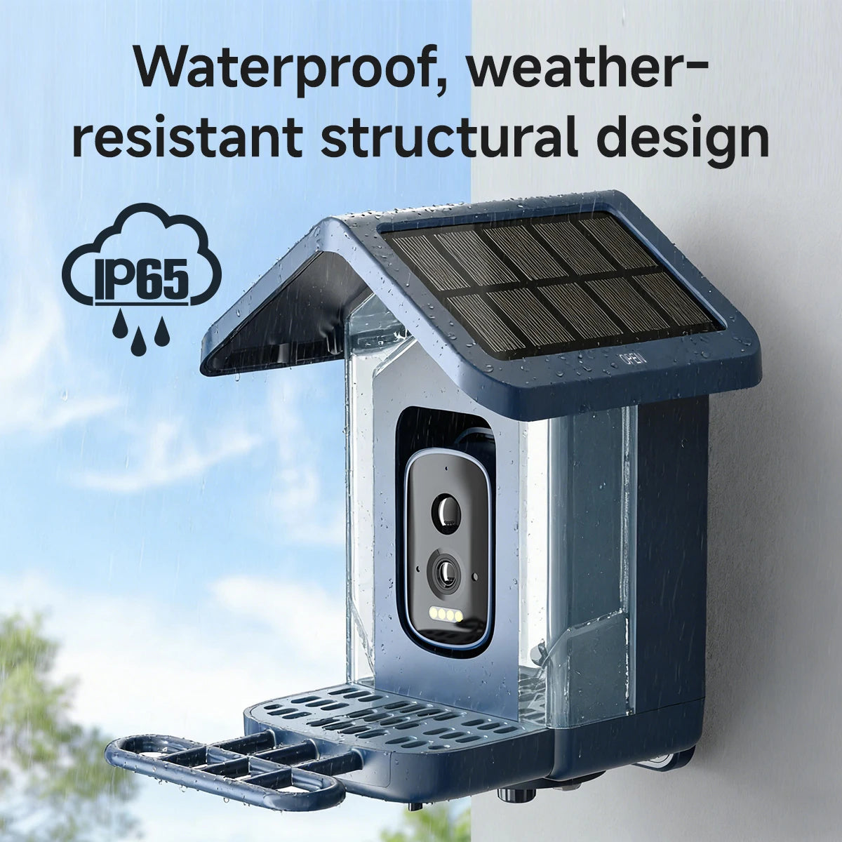 Solar Powered Durable ABS Smart Bird Feeder AI Camera 2.5K HD PIR Detection IP66