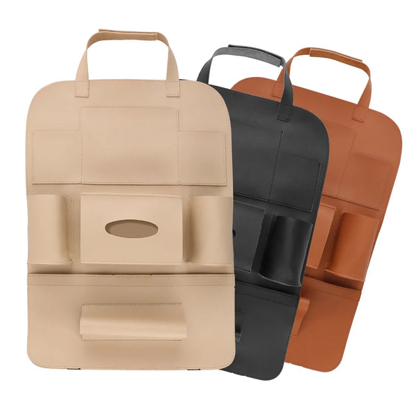 Square PU Leather Car Seat Back Organizer Storage Bag with Multi-Pocket Waterproof