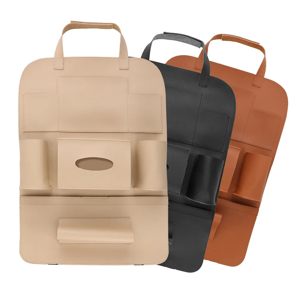 Square PU Leather Car Seat Back Organizer Storage Bag with Multi-Pocket Waterproof
