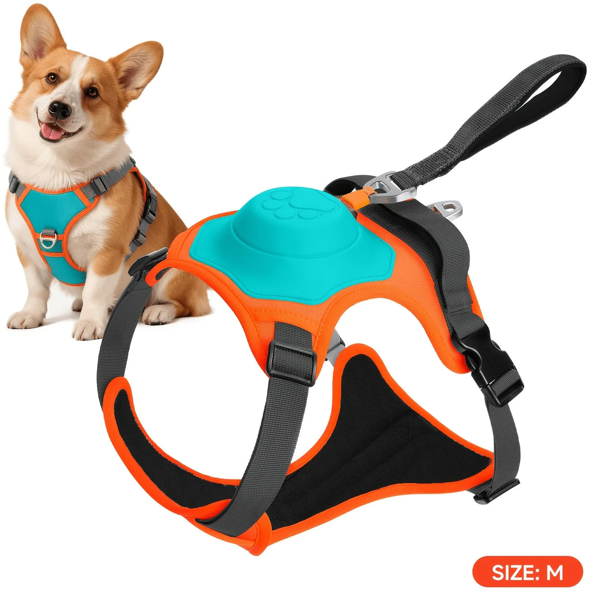 No Pull Integrated Pet Harness & Retractable Leash Set, Vest Style Dog Harness for Small