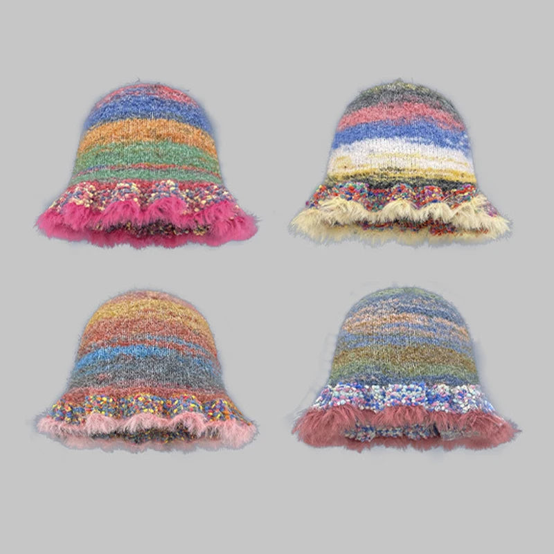 Winter Beanie Acrylic Knit Cuffed Plain Hats Plush Big Head Circumference Reversible