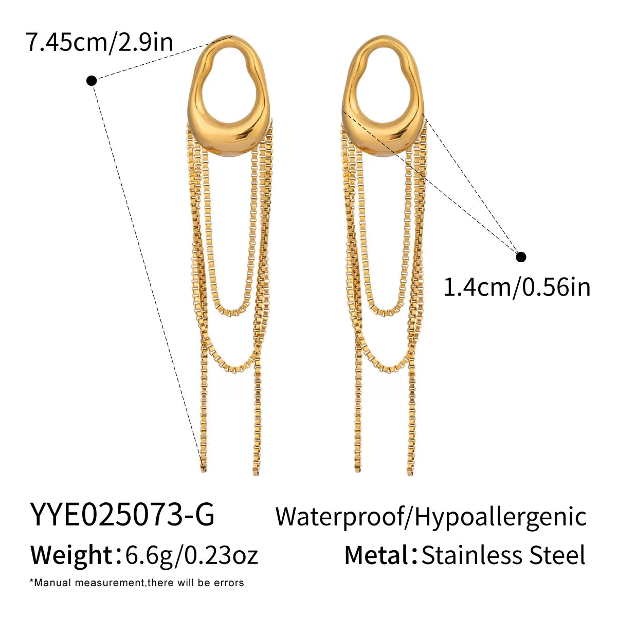 Women'S Stainless Steel Gold-Plated Fashionable Individualistic Retro Fringed Huggie