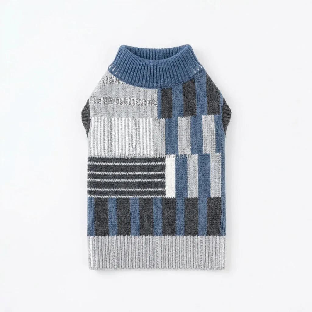 Color Block Knit Dog Vest, Modern Sweater Vest for Winter and Spring