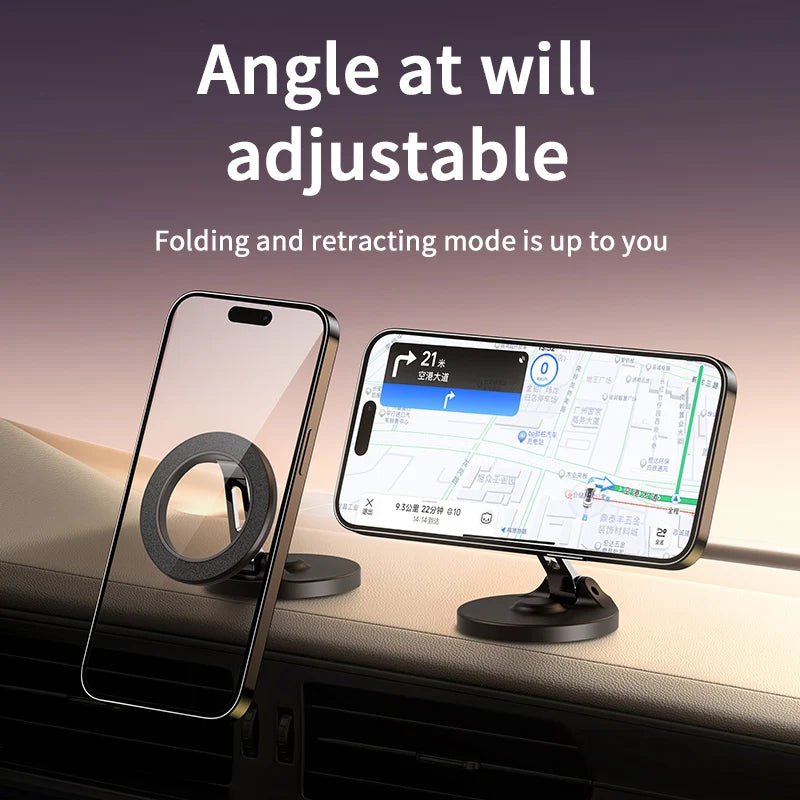 Adjustable Strong Magnetic Alloy Folding Car Mount Mobile Phone Holder for Dashboard