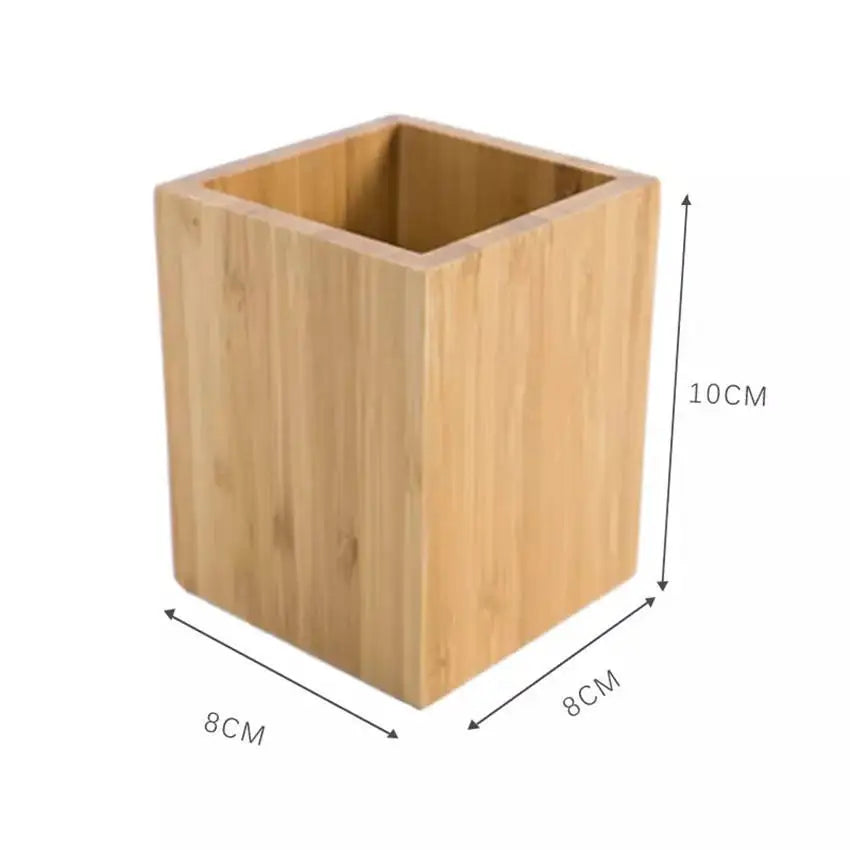 Large Capacity Wooden Pen Holder Solid Pine Wood Desk Storage For Office School Art