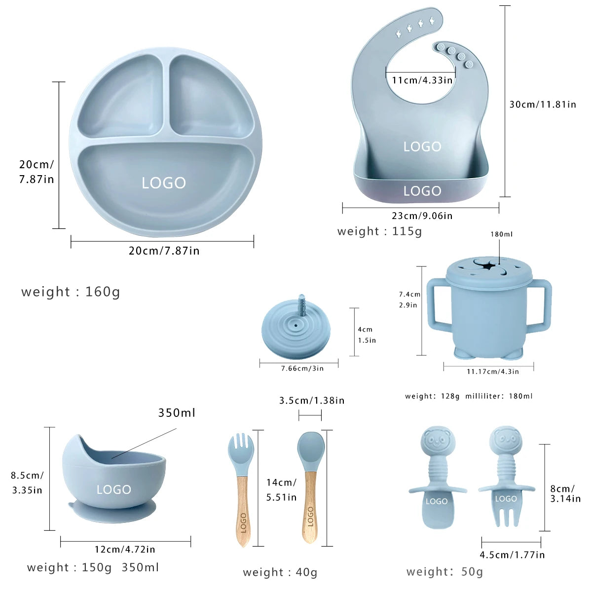 10 Soft Silicone Baby Feeding Equipment Set Spoon Fork Printed Pattern Comfortable