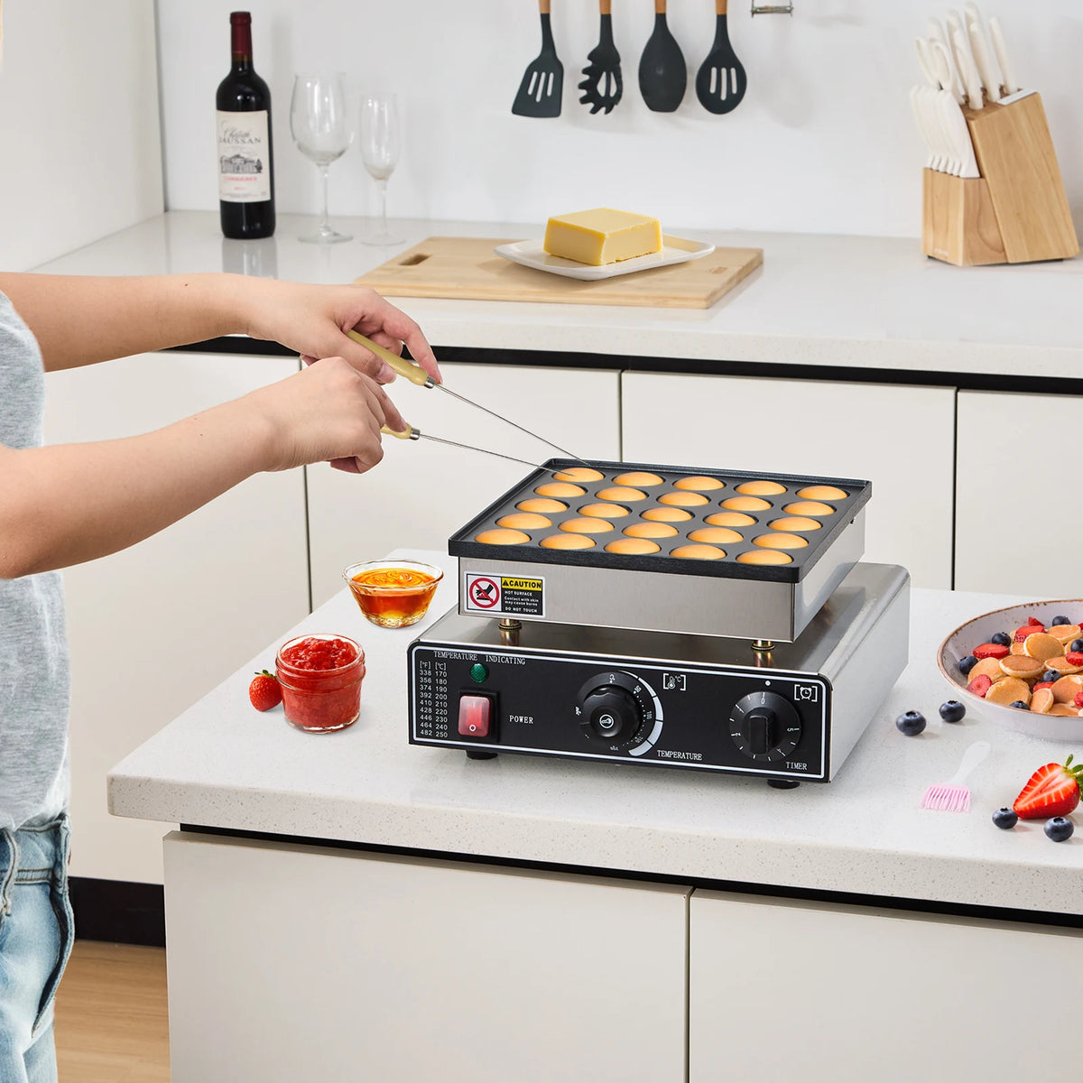Cooking Equipment Electric Nonstick Mini Pancake Maker 110v/220v 25 Holes Poffertje