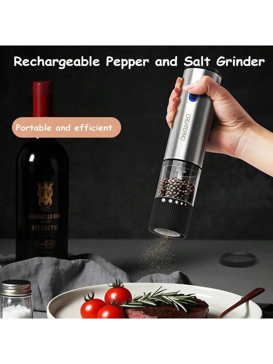 Electric Salt and Pepper Grinder Automatic Rechargeable Pepper Mill Shakers Adjustable