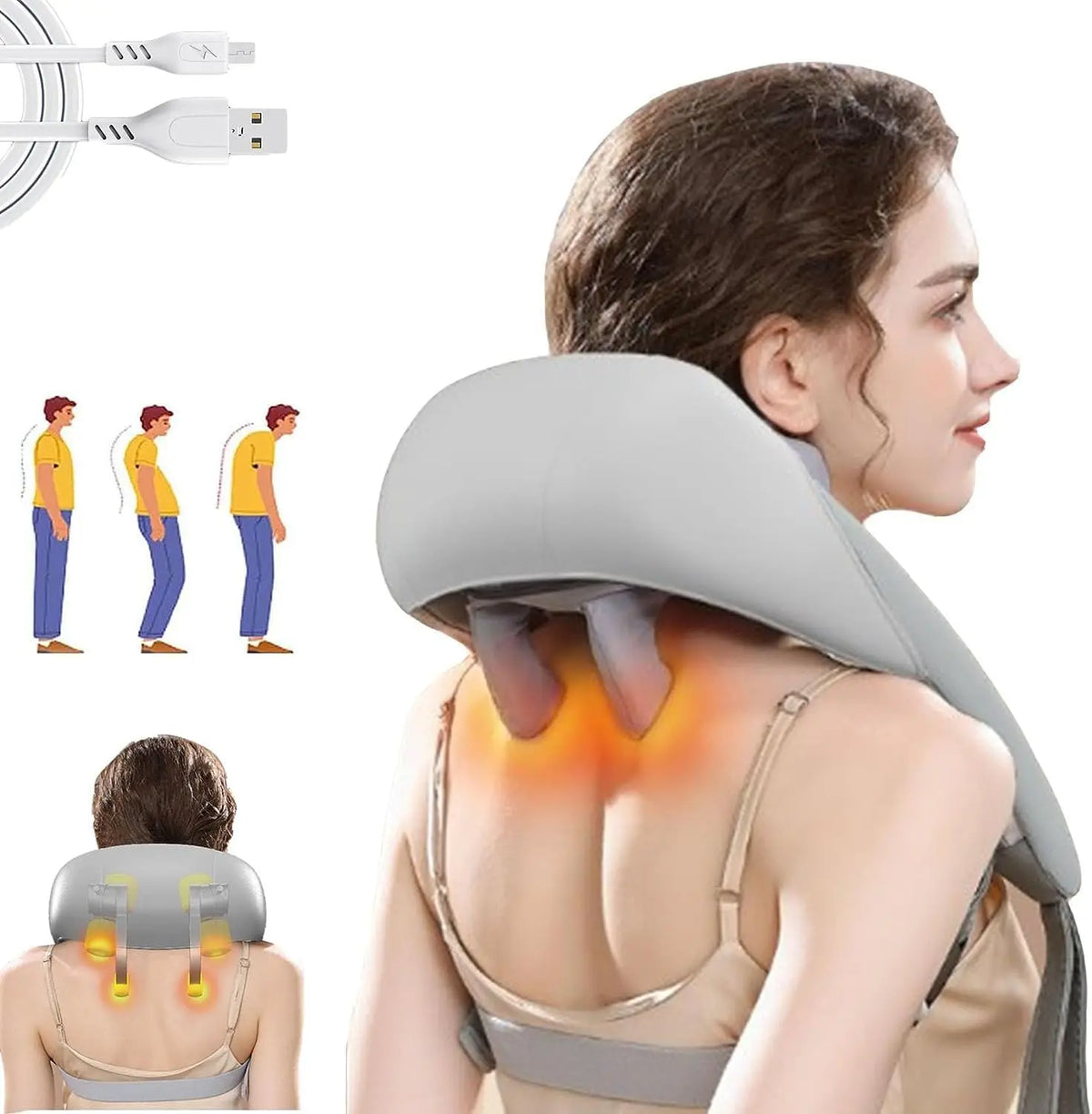Wireless Shiatsu Neck and Shoulder Massager with Heat for Car and Home