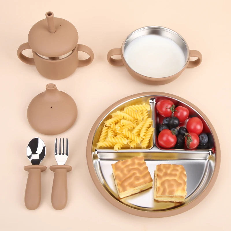 Food Grade Supplies Silicone Bib Spoon Bowl Kids Dining Baby Accessories Feeding